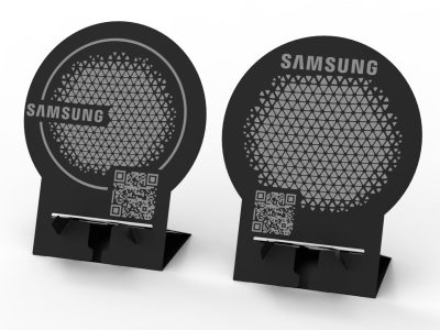 Diseño de Soporte para móvil en acero reciclado para escritorio Samsung